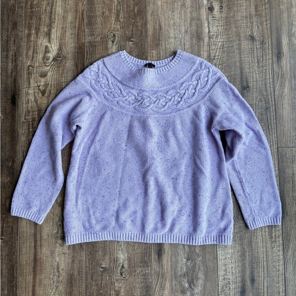Talbots Sweaters - Talbots Confetti Crew Cable Sweater Lavender Women's Size Large